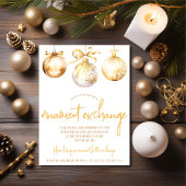 Goud en wit Ornament Exchange Holiday Party Kaart