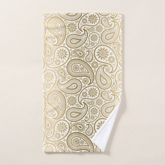 Goud en wit paisley bad handdoek (Handdoek)