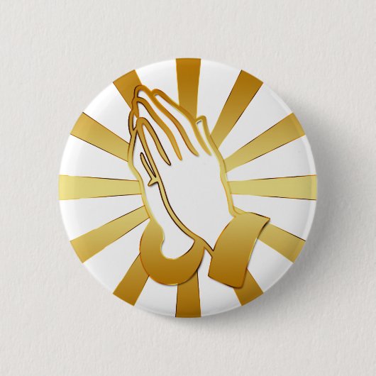 GOUD- EN WIT-PRAYHANDEN RONDE BUTTON 5,7 CM (Voorkant)