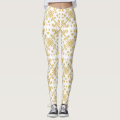 Goud en wit retro patroon leggings (Voorkant)