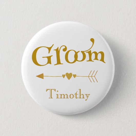 Goud en wit ronde button 5,7 cm (Voorkant)