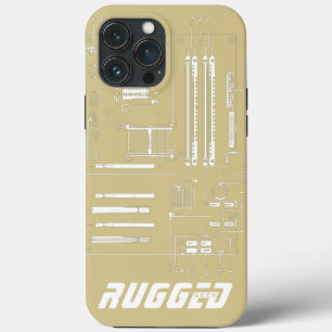 Goud en wit, RUGGED GEEK iPhone 13 Pro Max Hoesje