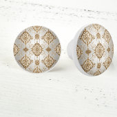 Goud en wit satijn keramische knop