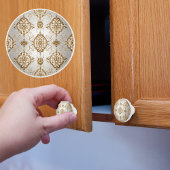 Goud en wit satijn keramische knop