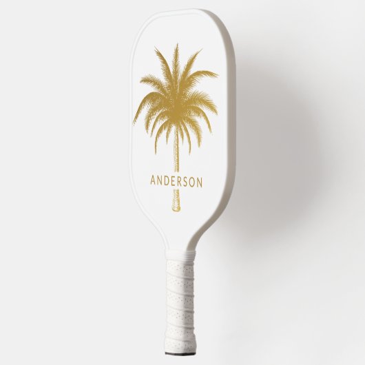Goud en wit tropisch palm pickleball paddle (Links)