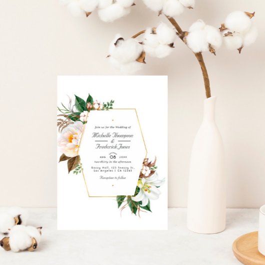 Goud en wit vezel QR-code RSVP Weddenschap Kaart