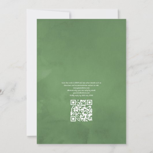 Goud en wit vezel QR-code RSVP Weddenschap Kaart (Achterkant)