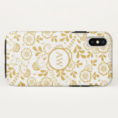 Goud en wit Victoriaans Bloemenkant Monogram Case-Mate iPhone Case (Achterkant (horizontaal))