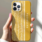 Goud en wit visgraat gepersonaliseerde naam Case-Mate iPhone case