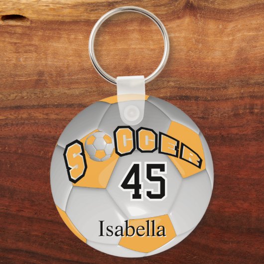 Goud en wit Voetbal Sleutelhanger (Voorkant)