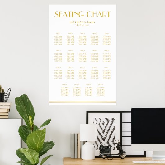 Goud en wit weddenschap Poster 24x36 (Thuiskantoor)