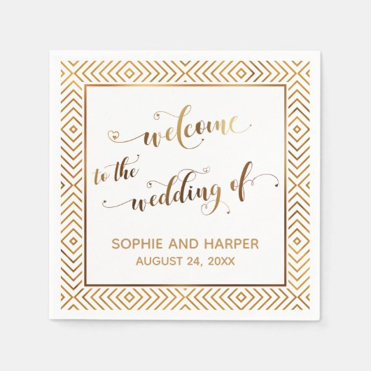 Goud en wit Welkom op de bruiloft van Servet (Voorkant)
