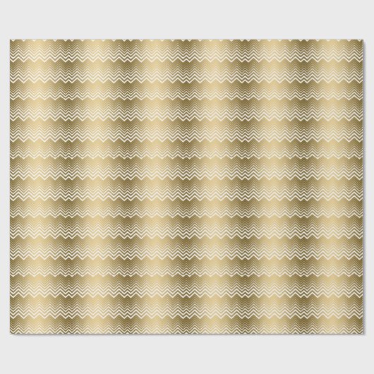 Goud en wit Zigzag Chevron Cadeaupapier (Vlak)