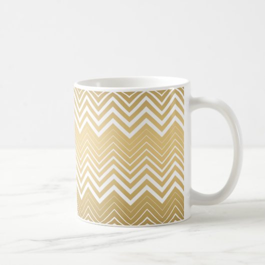 Goud en wit Zigzag Chevron Koffiemok (Rechts)