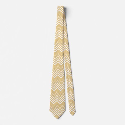 Goud en wit Zigzag Chevron Stropdas (Voorkant)
