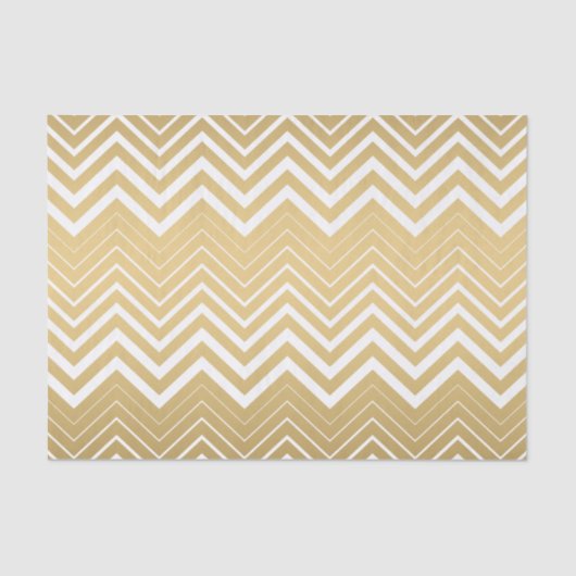 Goud en wit Zigzag Chevron Tissuepapier (Voorkant)