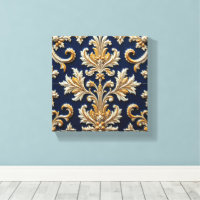 Goud en witte Acanthus op Blauw