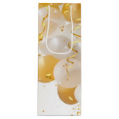 Goud en witte ballonnen van afgelopen dag wijn cadeautas (Voorkant)