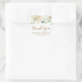 Goud en Witte Bloem Bruiloft Vierkante Stickers (Tas)