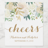 Goud en witte bloem bruiloft wijn labels wijn etiket (Enkel label)