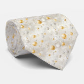 Goud en witte champagne Bubble op wit Stropdas (Opgerold)
