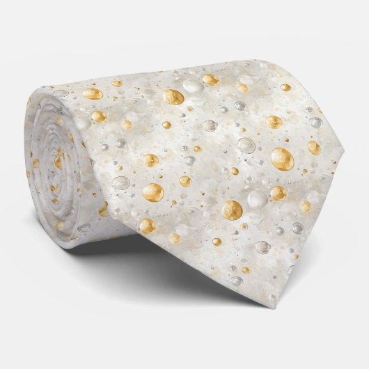 Goud en witte champagne Bubble op wit Stropdas (Opgerold)