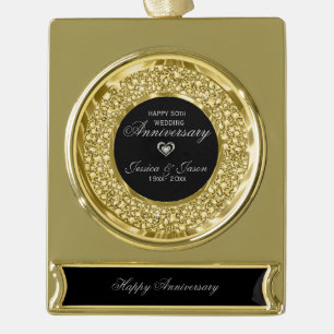 Goud en witte diamanten 50e Jubileum Verguld Banner Ornament