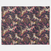 Goud en witte dragons met Cherry Blossom Fleece Deken (Voorkant (Horizontaal))