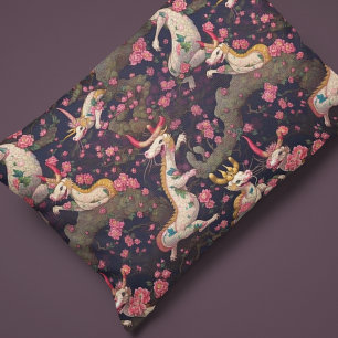 Goud en witte dragons met Cherry Blossom Kussensloop