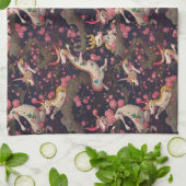 Goud en witte dragons met Cherry Blossom Theedoek (Gevouwen)