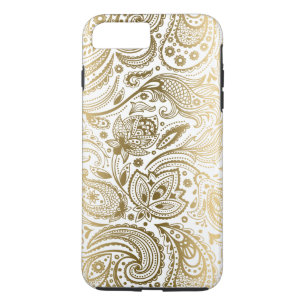 Goud en witte  Floral Paisley iPhone 8 Plus / 7 Plus Hoesje