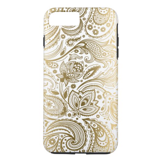 Goud en witte  Floral Paisley Case-Mate iPhone Case (Achterkant)