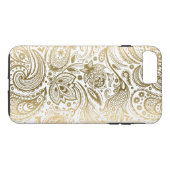 Goud en witte  Floral Paisley Case-Mate iPhone Case (Achterkant (Horizontaal))