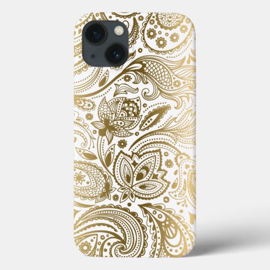 Goud en witte Floral Paisley Case-Mate iPhone Case (Achterkant)