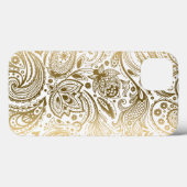 Goud en witte Floral Paisley Case-Mate iPhone Case (Achterkant (horizontaal))