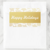 Goud en witte kerstfeestjes rechthoekige sticker (Tas)