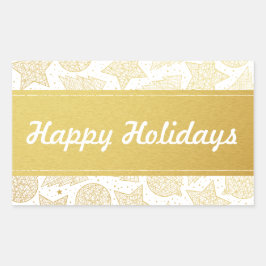 Goud en witte kerstfeestjes rechthoekige sticker