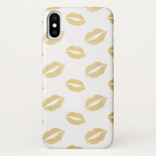 Goud en witte Kissable Lips iPhone X Hoesje