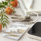 Goud en witte marmer sleutelhanger (Voorkant Rechts)