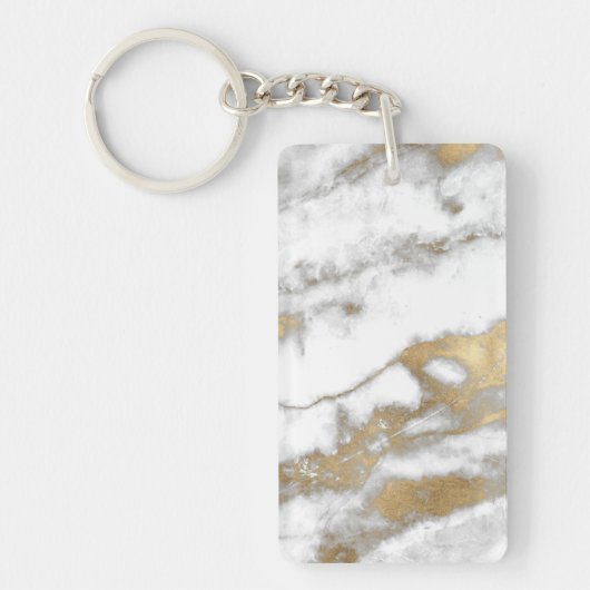 Goud en witte marmer sleutelhanger (Voorkant)