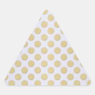 Goud en witte polka stippen driehoek sticker
