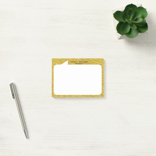 Goud en witte praatbubble Aangepaste Naam Post-it® Notes (Kantoor)