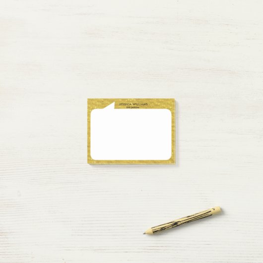 Goud en witte praatbubble Aangepaste Naam Post-it® Notes (Op bureau)