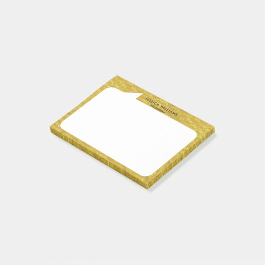 Goud en witte praatbubble Aangepaste Naam Post-it® Notes (Schuin)