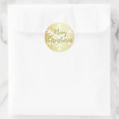 Goud en witte snowflakes, prettig kerstfeest ronde sticker (Tas)