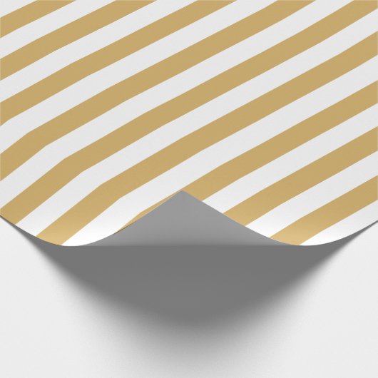 Goud en witte strepen cadeaupapier (Hoek)