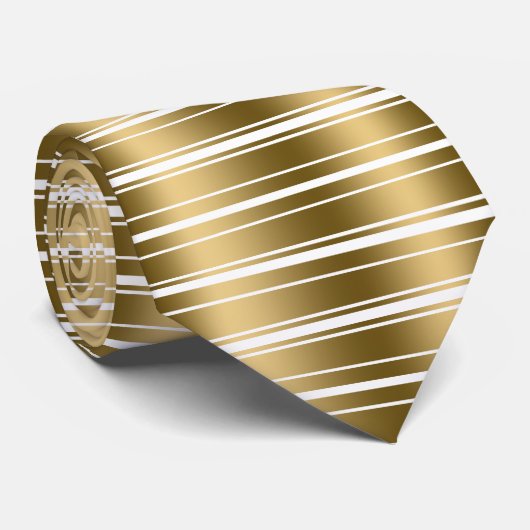 Goud en witte strepen, mooi uitzien stropdas (Opgerold)
