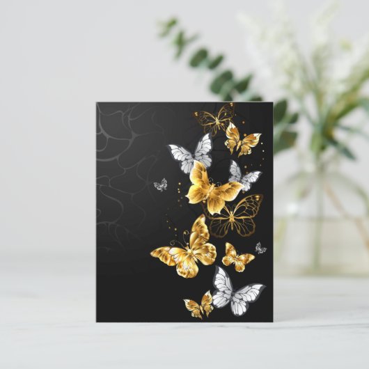 Goud en witte vlinders (Staand voorkant)
