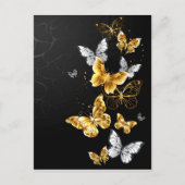 Goud en witte vlinders advieskaart (Voorkant)