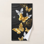 Goud en witte vlinders bad handdoek (Handdoek)
